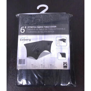 Iceberg 6' Stretch Fabric Table Cover  Polyester Spandex  Black New 72”x 30”